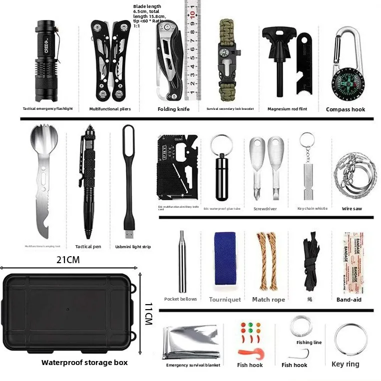 Outdoor Adventure Lab - 60-in-1 Outdoor Survival Emergency Kit, Portable